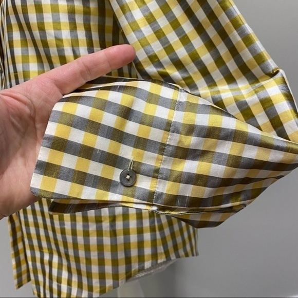 Linda Allard Ellen Tracy Check Silk Shirt - Picture 2 of 6